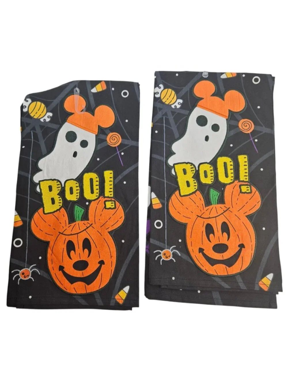 Disney Kitchen Towel SET of 2 Halloween Mickey Mouse Pumpkin Boo Ghost Candy Cor